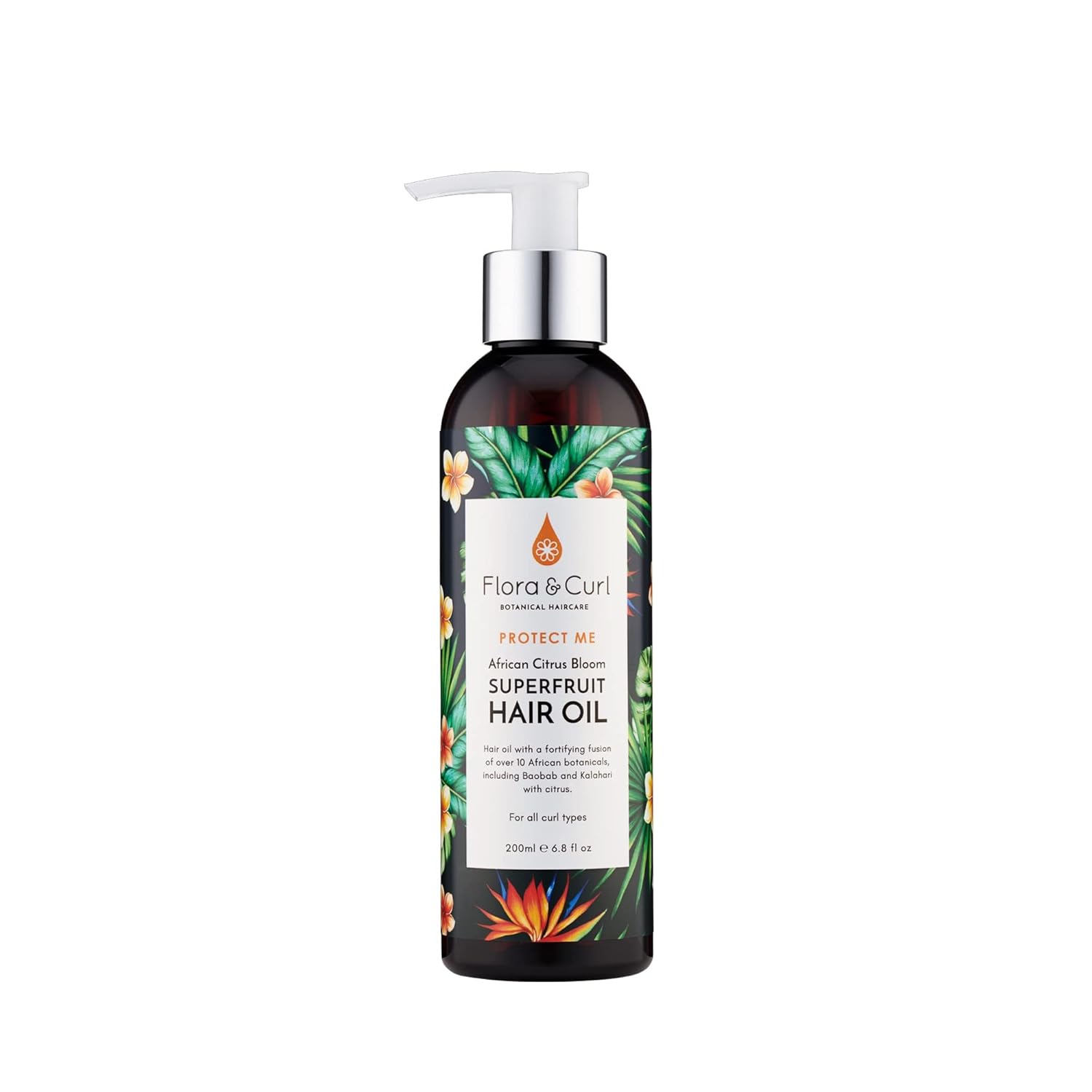 Flora & Curl African Citrus Superfruit Hair Oil for Frizzy and Curly Natural Hair 200ml
