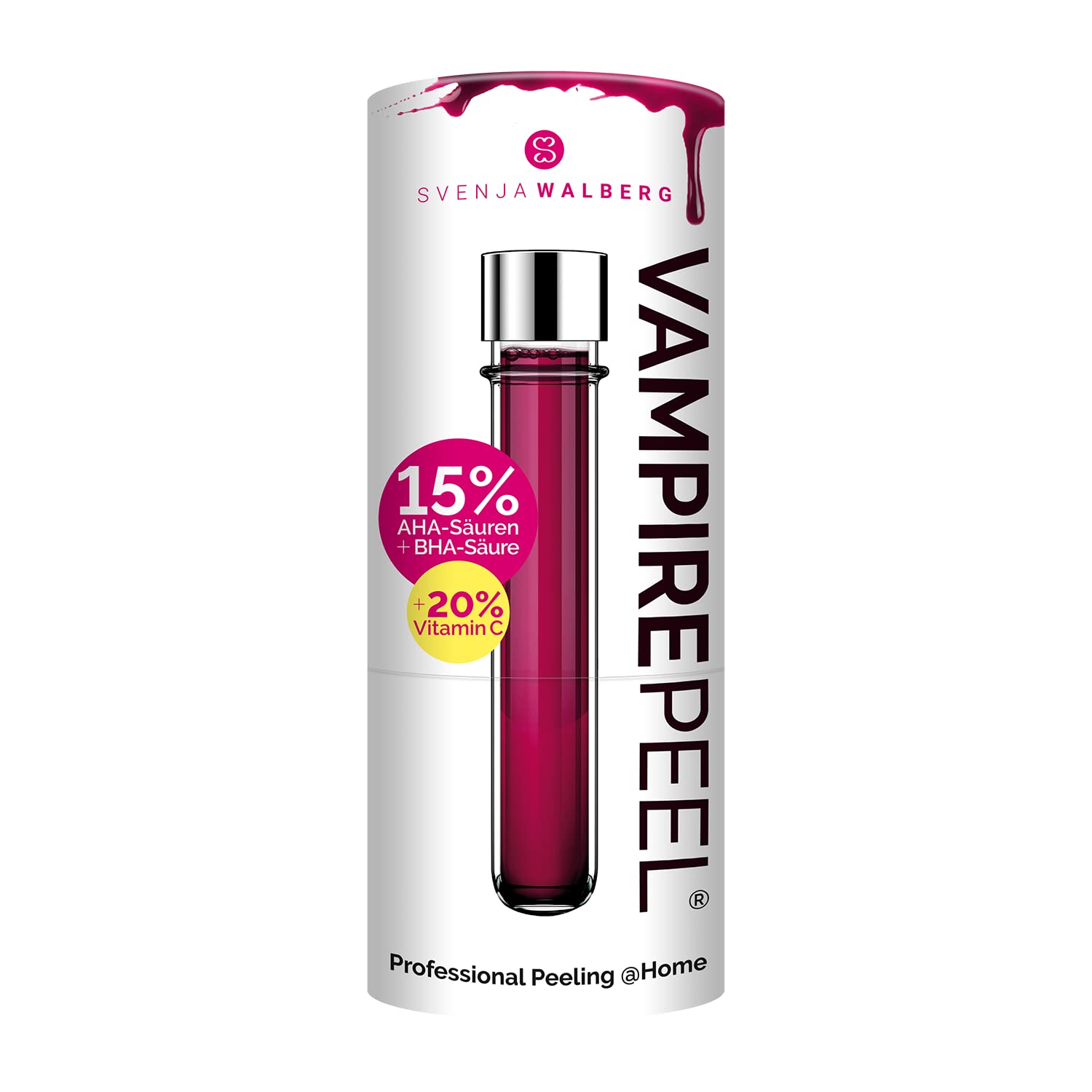 walberg 35% AHA & BHA Fruit Acid Peeling Vampire Peel by Svenja Walberg, Dermatest Very Good, Chemical Exfoliation + 20% Vitamin C, Against Wrinkles, Pimples, Large Pores, Mega Glow, Vegan Face Scrub