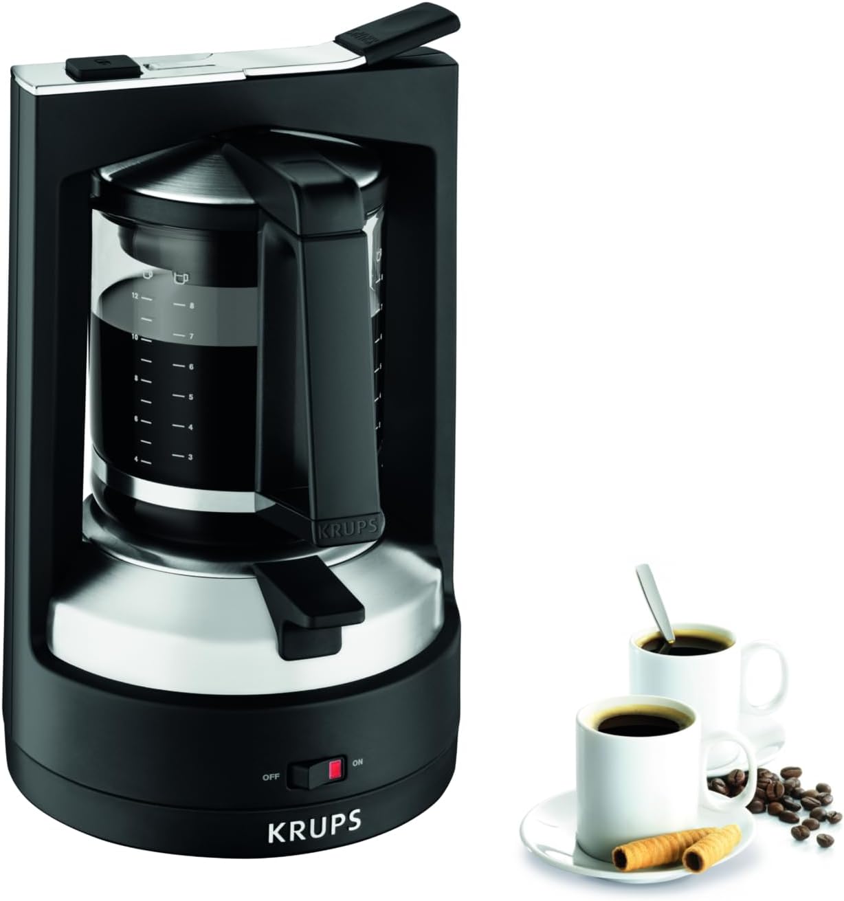 Krups KM 4689 coffee maker - coffee makers (Built-in, Mocha, Black, Stainless steel, Jug, Glass)