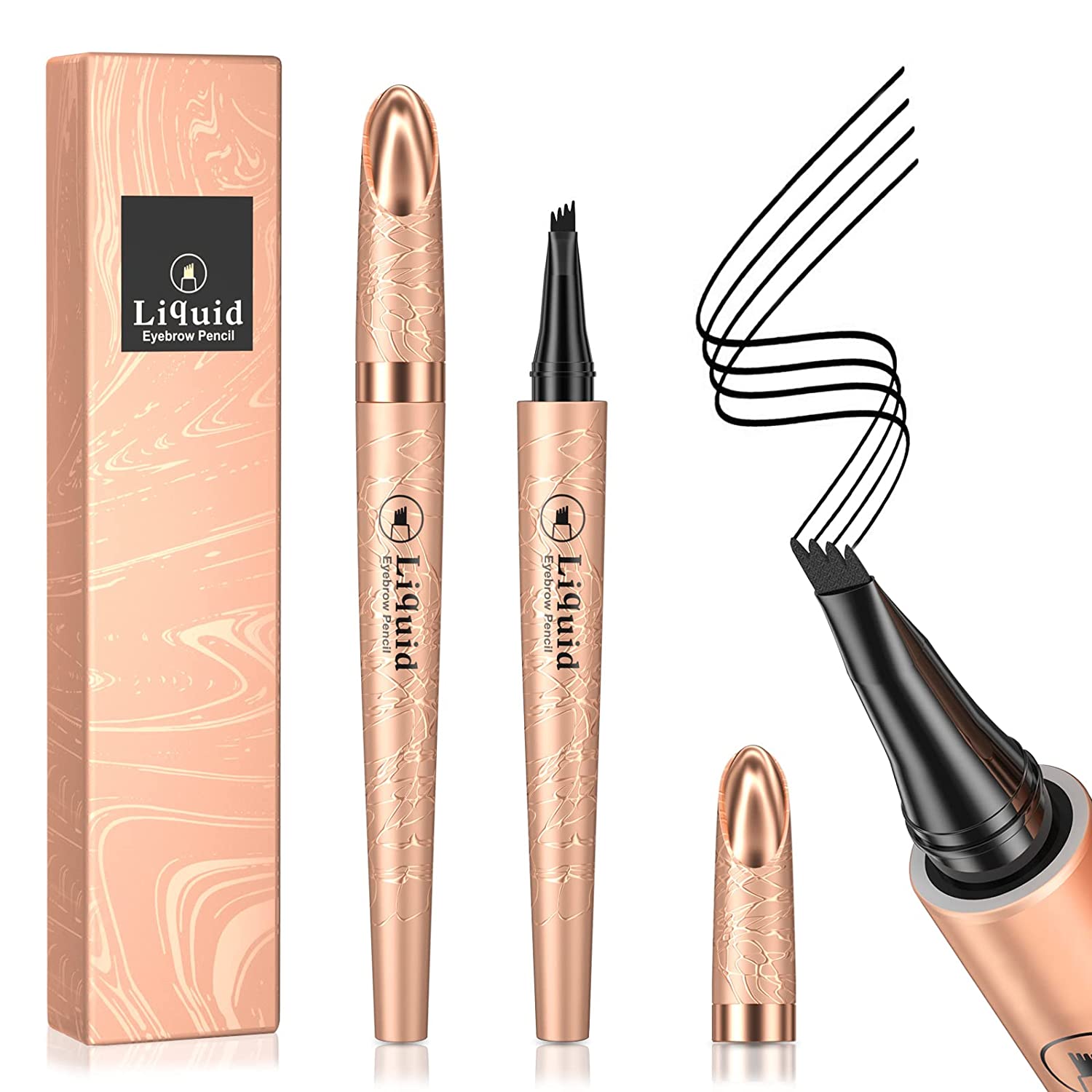 Housn Eyebrow Pencil, Eyebrow Pencil with fork Tip, Smudge-Proof, Waterproof Liquid Eyebrow Pencil, Quick Drying and Durable, Build a Highly Natural Make-up (04# Black)