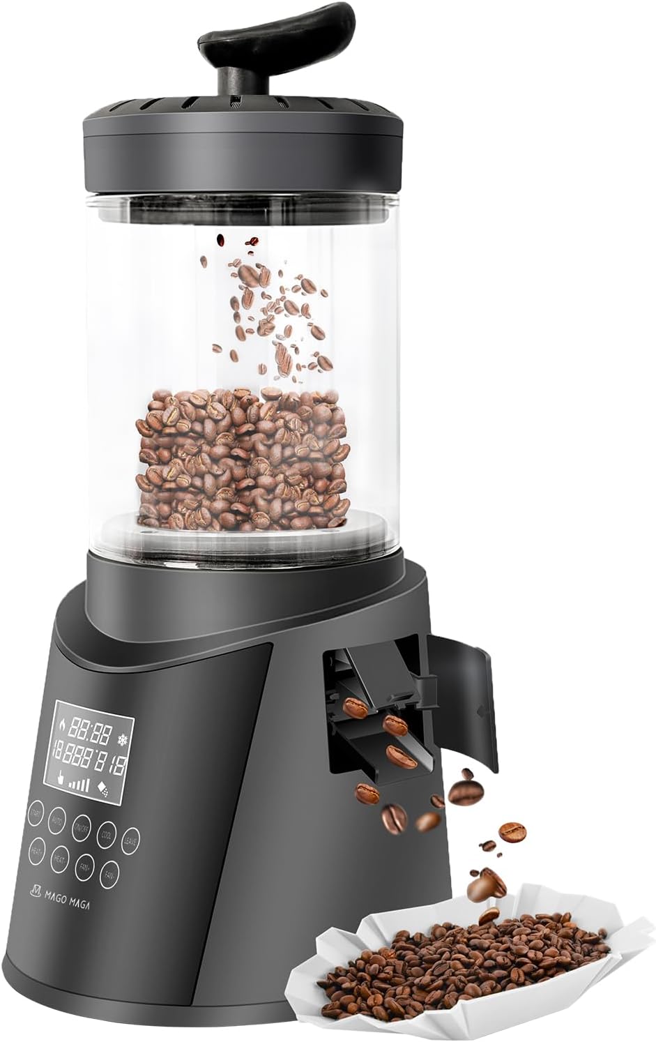 Smart Home Coffee Bean Roaster Digital Display Automatic and Manual Modes 300g Capacity Ultra Low Smoke Transparent Display Automatic Cooling 230V