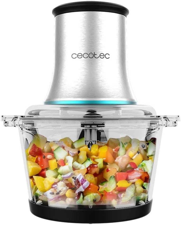 Cecotec ChopBeat 2000 Vindaloo Glass Food Chopper, 500W Power, Chops, Minces and Slices, 4 Stainless Steel Blades, 2 Speeds, 500g Glass Jug