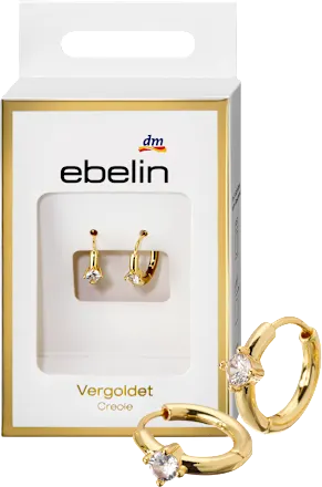ebelin Gold-plated hoop earrings with rhinestones, 2 pieces