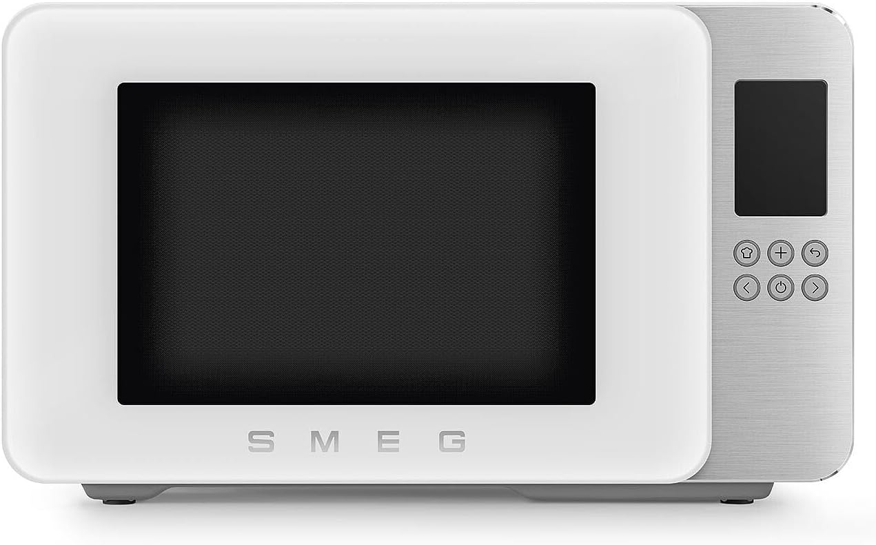 Smeg Store Smeg, Microwave with Grill MOC01WHMEU, 4 Functions and 18 Automatic Programmes, Inverter Technology, Soft-Close Locking System, Grill Accessories Included, 1900 W, Matt White
