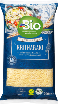 dmBio Kritharaki, pasta made of durum wheat semolina, 500 g