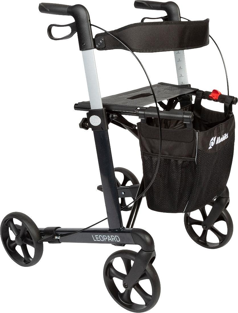 FabaCare Leopard Rollator with Grinding Brake, Lightweight Rollator, Foldable, Fully Equiped, up to 150 kg, Anthracite