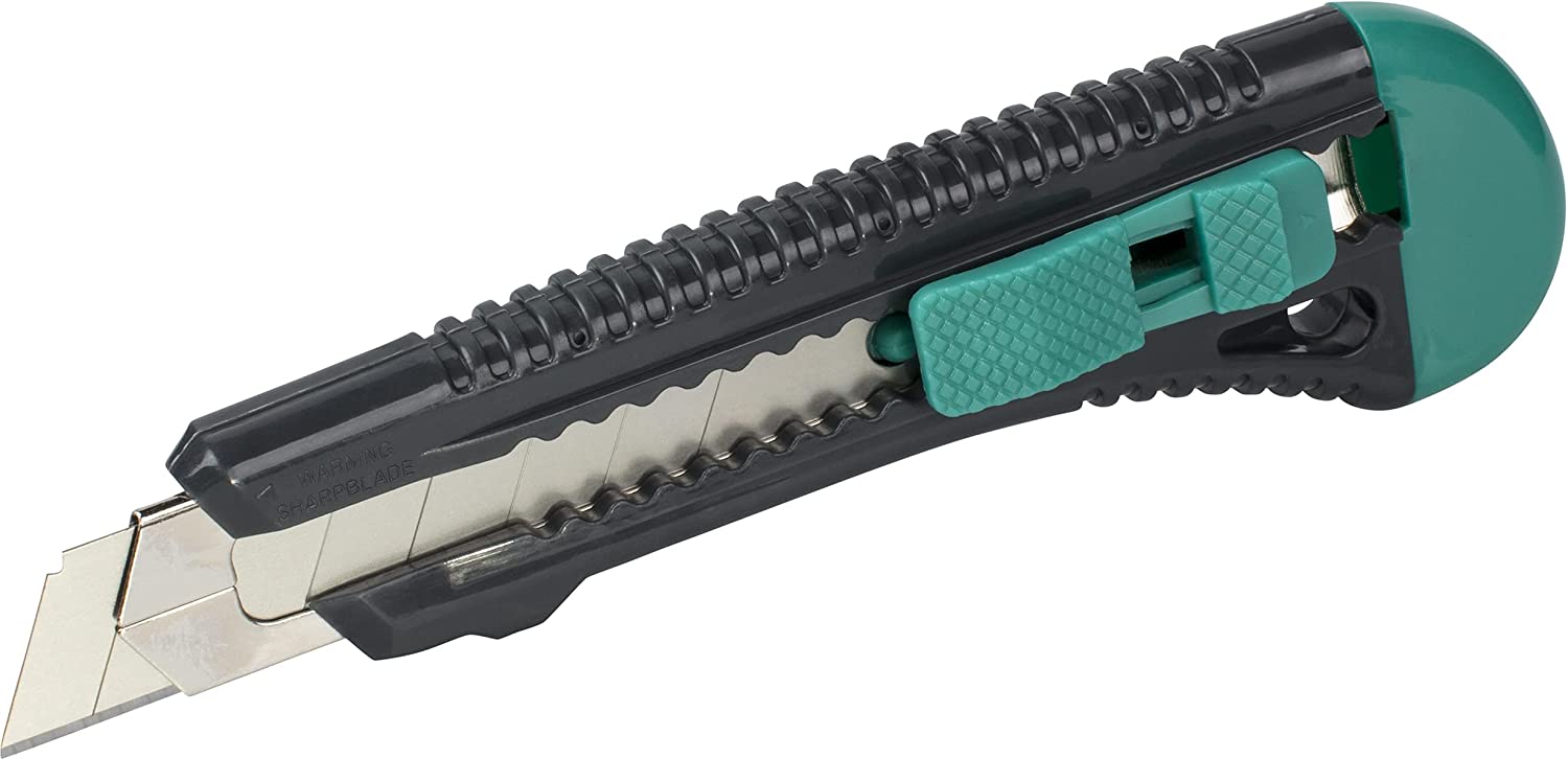 wolfcraft Standard Snap-Off Blade Knife 18 mm I 4146000 I Plastic Knife with Metal Guide
