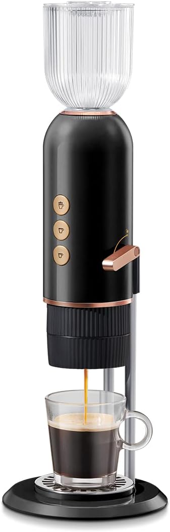 IMONS 4-in-1 Mini Quick Hot Espresso Machine, 19 Bar Pressure Heating in 3 Seconds, 3 Replaceable Cartridges for Capsules, Ground Coffee, Suit for Travel, Home and Office