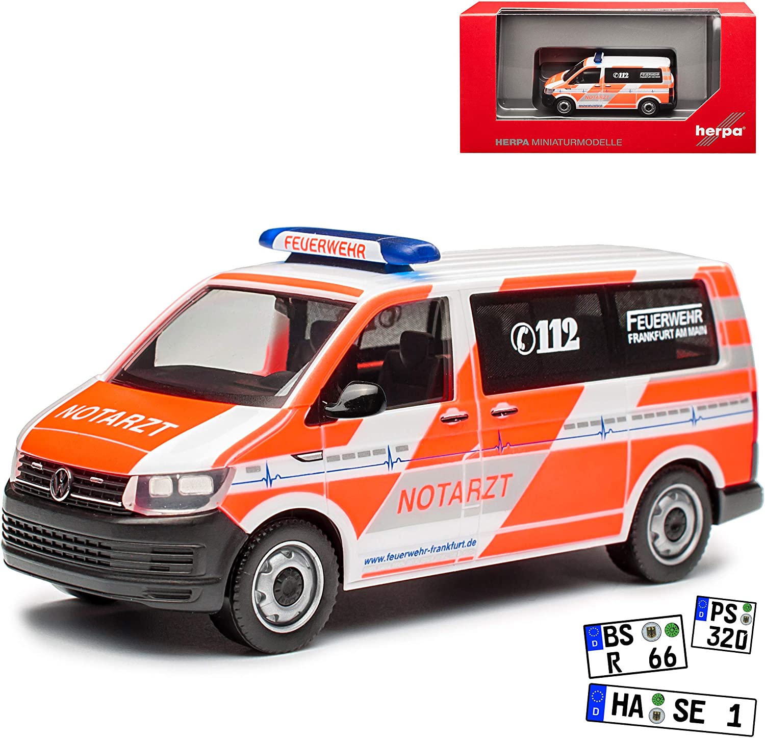 Herpa VW Volkswagen T6 Emergency Doctor Fire Brigade People Transporter Red T5 From 