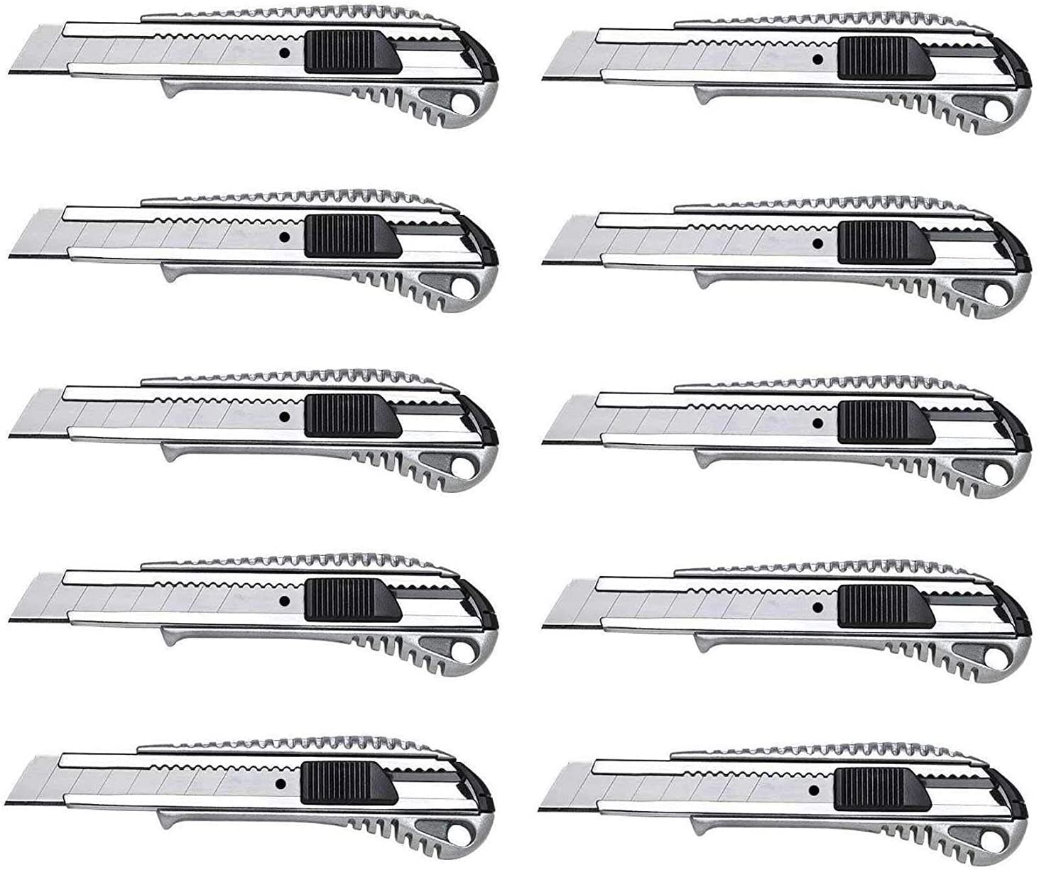 TD-Warenhandel 10 Professional Aluminium Cutter Knives - 18mm - Metal Guide / Cutter Knife / Carpet Knife / Snap Off Knife / Universal Knife