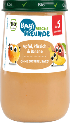 FRECHE FREUNDE Fruits-Apple, Peach & Banana, from the 5th month, 190 g