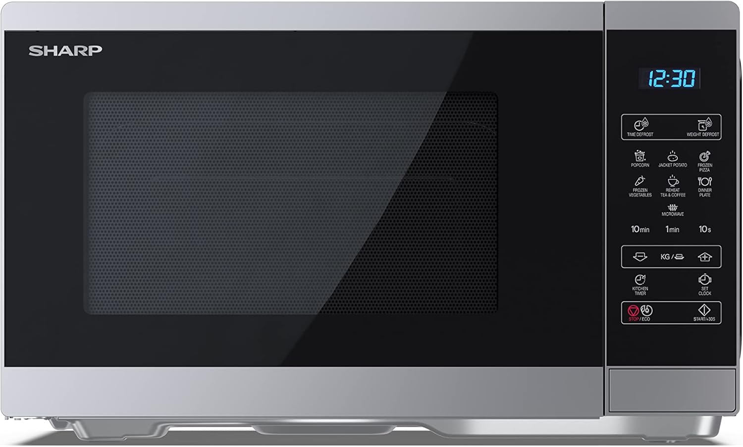 SHARP YC-MS252AE-S Microwave Oven 900W 11 Power Levels Defrost Function Dimensions 47.2 x 28 x 34.5 cm Silver