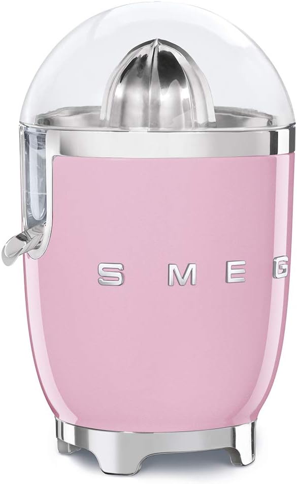 Smeg, Electric Citrus Juicer CJF11PKEU Drip Proof Spout and Universal Cone, Non-Slip Feet, Stainless Steel Filter Strainer and Press Cone, 70W, Rose