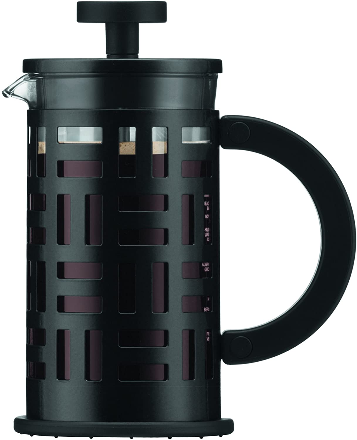 BODUM 0.35 Litre 12 oz 3-Cup Stainless Steel Frame Eileen Coffee Maker, Black