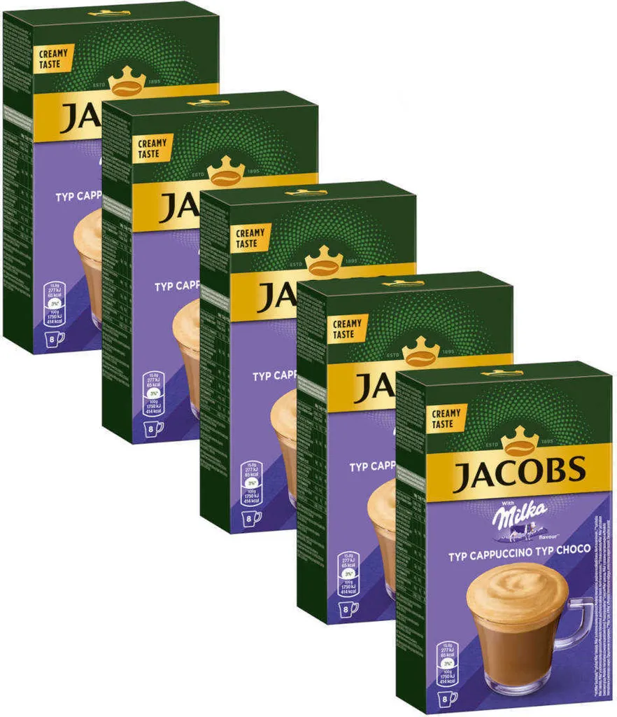 JACOBS Instant Coffee Type Cappuccino Milka* Flavor 5 x 8 Sticks - 40 Drinks