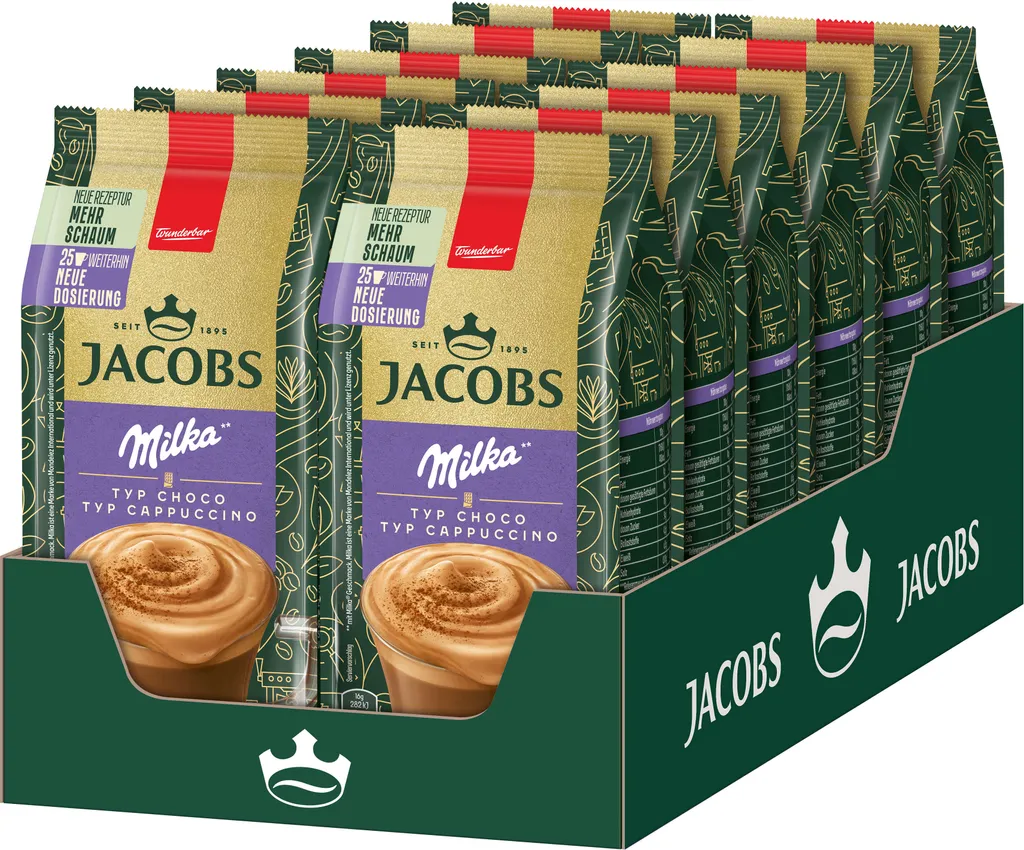 JACOBS instant coffee TYPE CHOCO CAPPUCCINO 12 x 400 g bags with Milka®* flavor