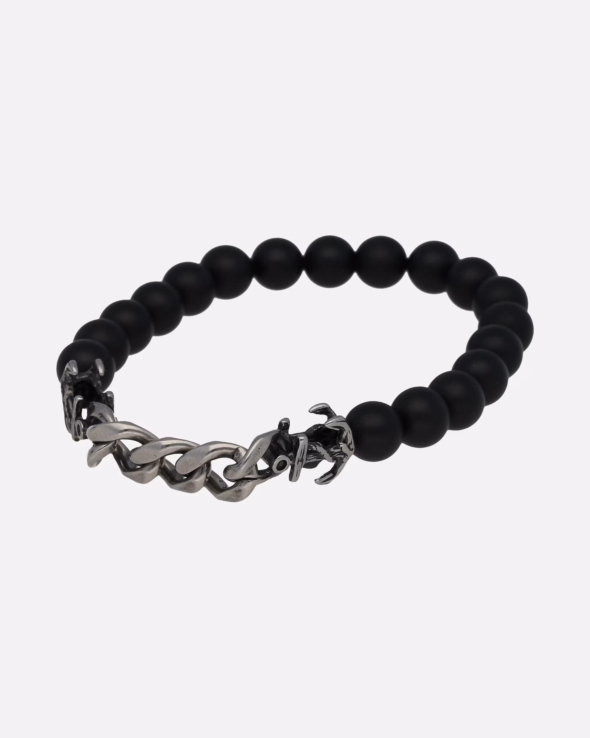 Jacques Charrel bracelet bracelet agate balls + curb chain with two anchors, stainless steel Onesize