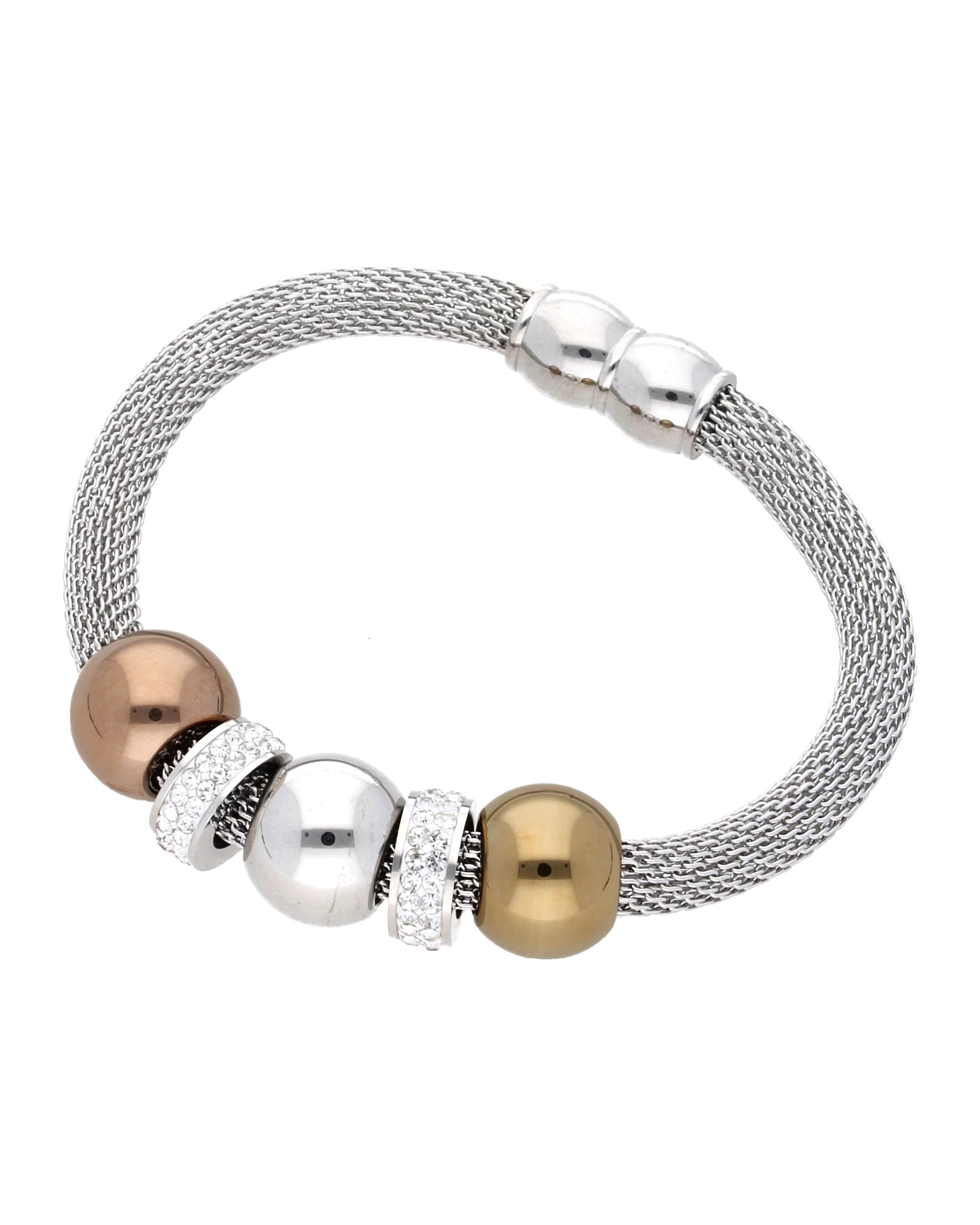 Jacques Charrel Bracelet Bracelet with crystal stones, tricolor, stainless steel 20 cm