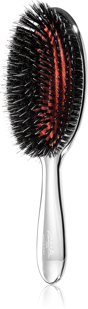 Janeke Chromium Line Air-Cushioned Brush with Bristles and Nylon Reinforcement Oval Hairbrush