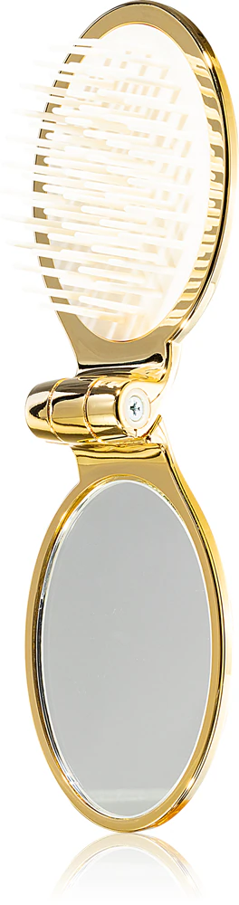 Janeke Gold Line Golden Folding Hair-Brush with Mirror Hair comb with mirror