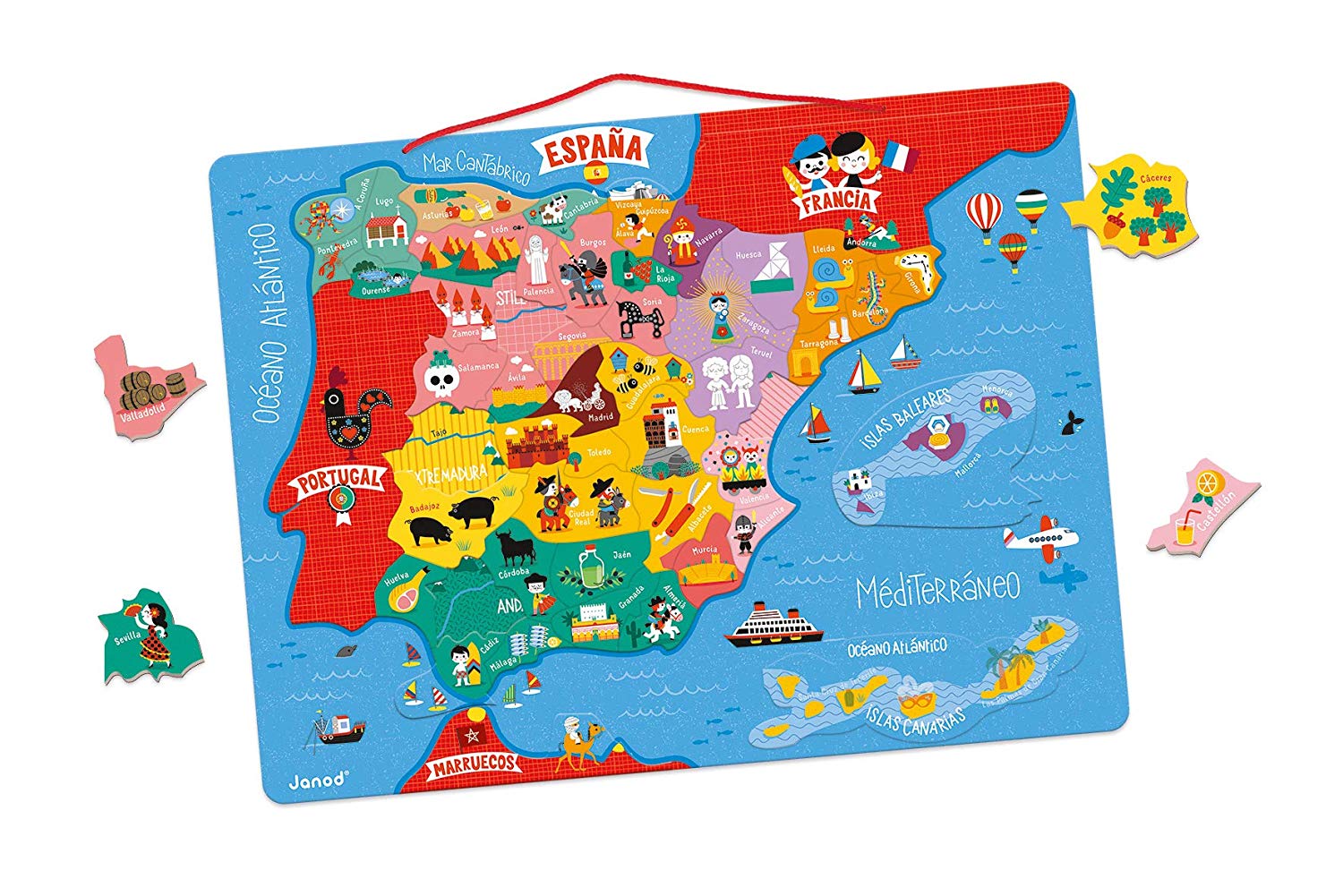 Janod J05478 Magnetic Spain Card Pack Of 50 (Wood) Multicoloured