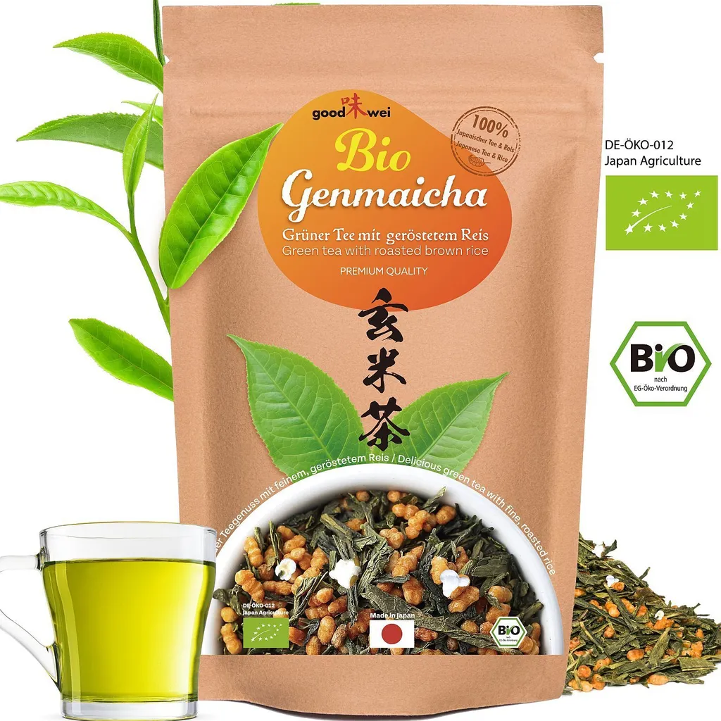 Goodwei Japanese green tea Genmaicha rice tea from organic farming, 250g