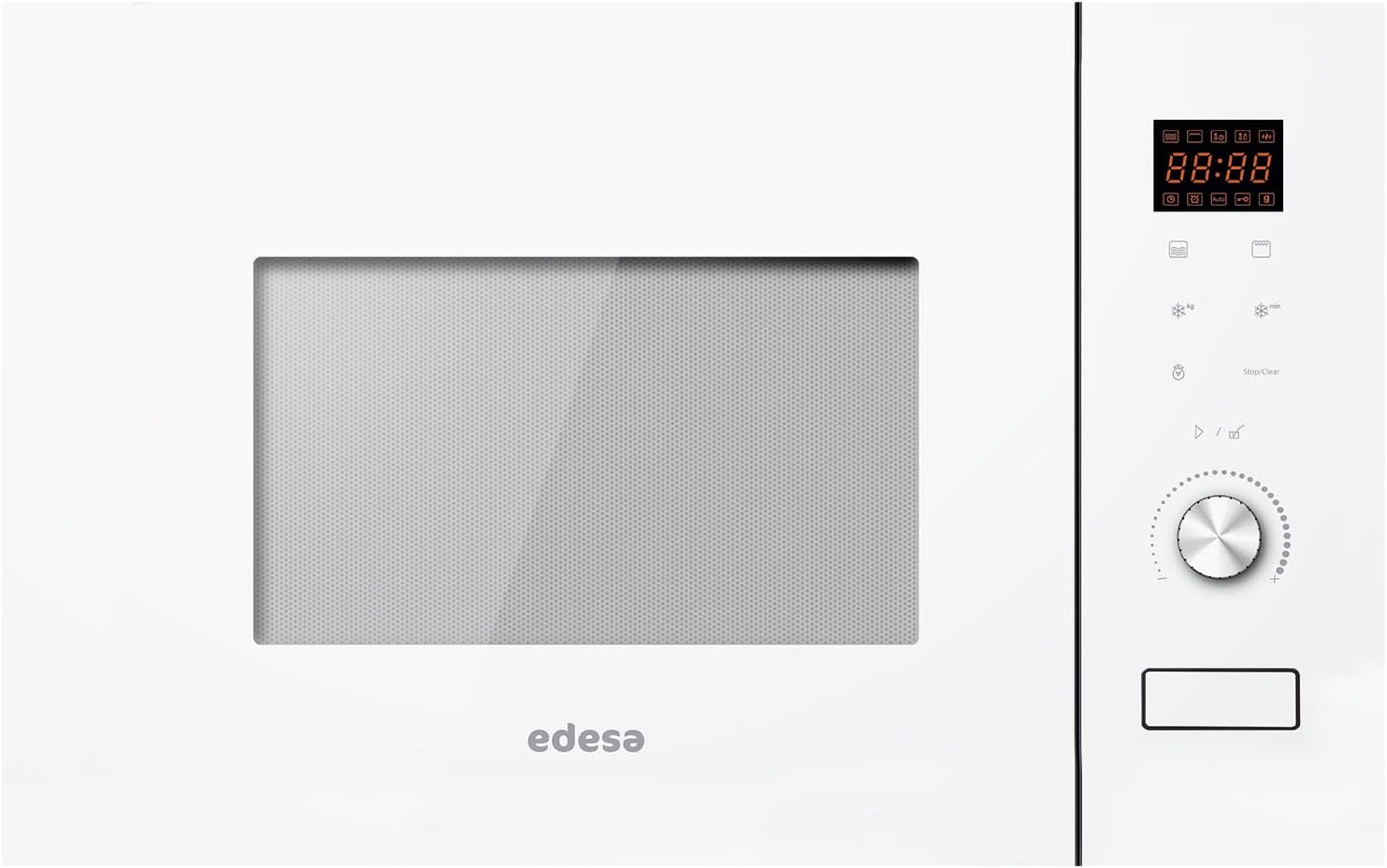EDESA EMW-2020-IG WH Microwave with Built-in, 20 L, 800 W and Grill, 1000 W, Stainless Steel Inner Housing, Defrosting and Heating Functions, Width 59.5 cm, White