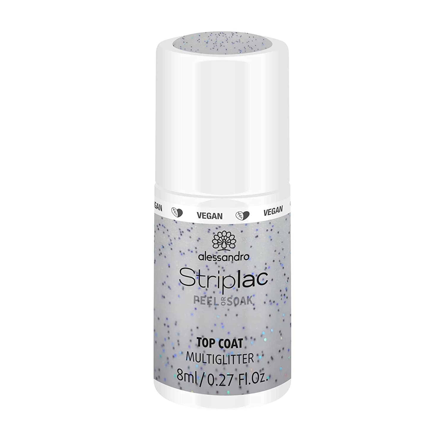 Alessandro Striplac Peel or SaAK Top Coat Multi-Glitter Vegan Led Nail Polish Top Coat Multicoloured for Perfect Nails in 15 Minutes, 8 ml