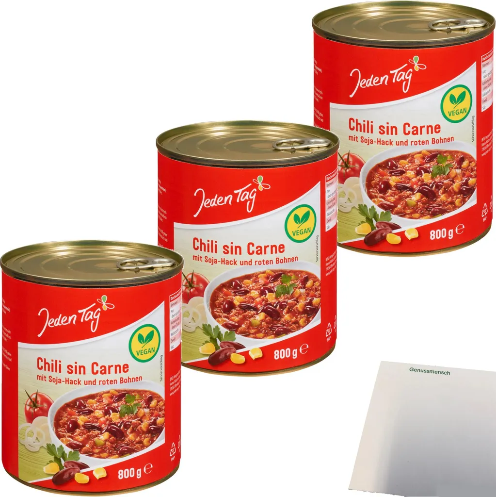 Everyday Chili sin Carne Ready Meal 3-Pack (3 x 800g cans) + usy Block 2412g