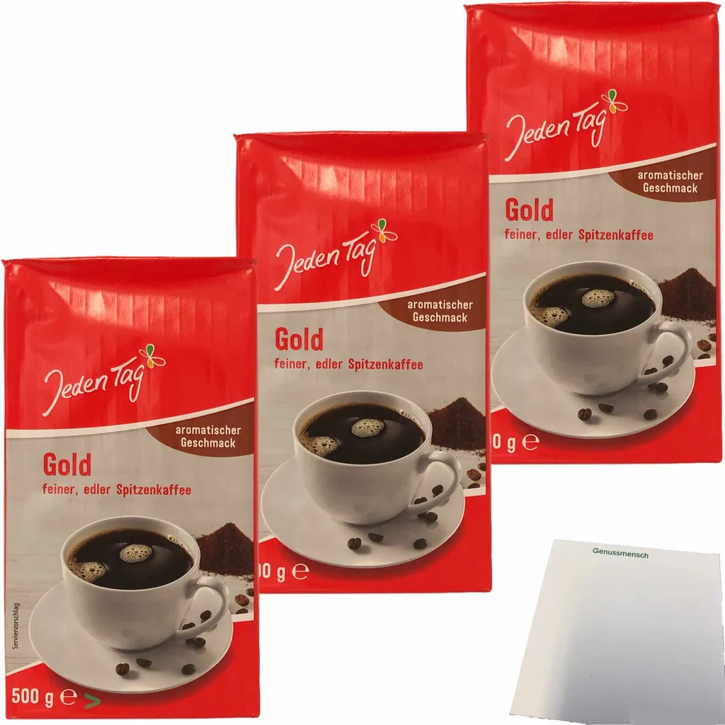 Everyday Coffee Gold fine premium coffee ground aromatic taste 3-pack (3x500g pack) + usy block