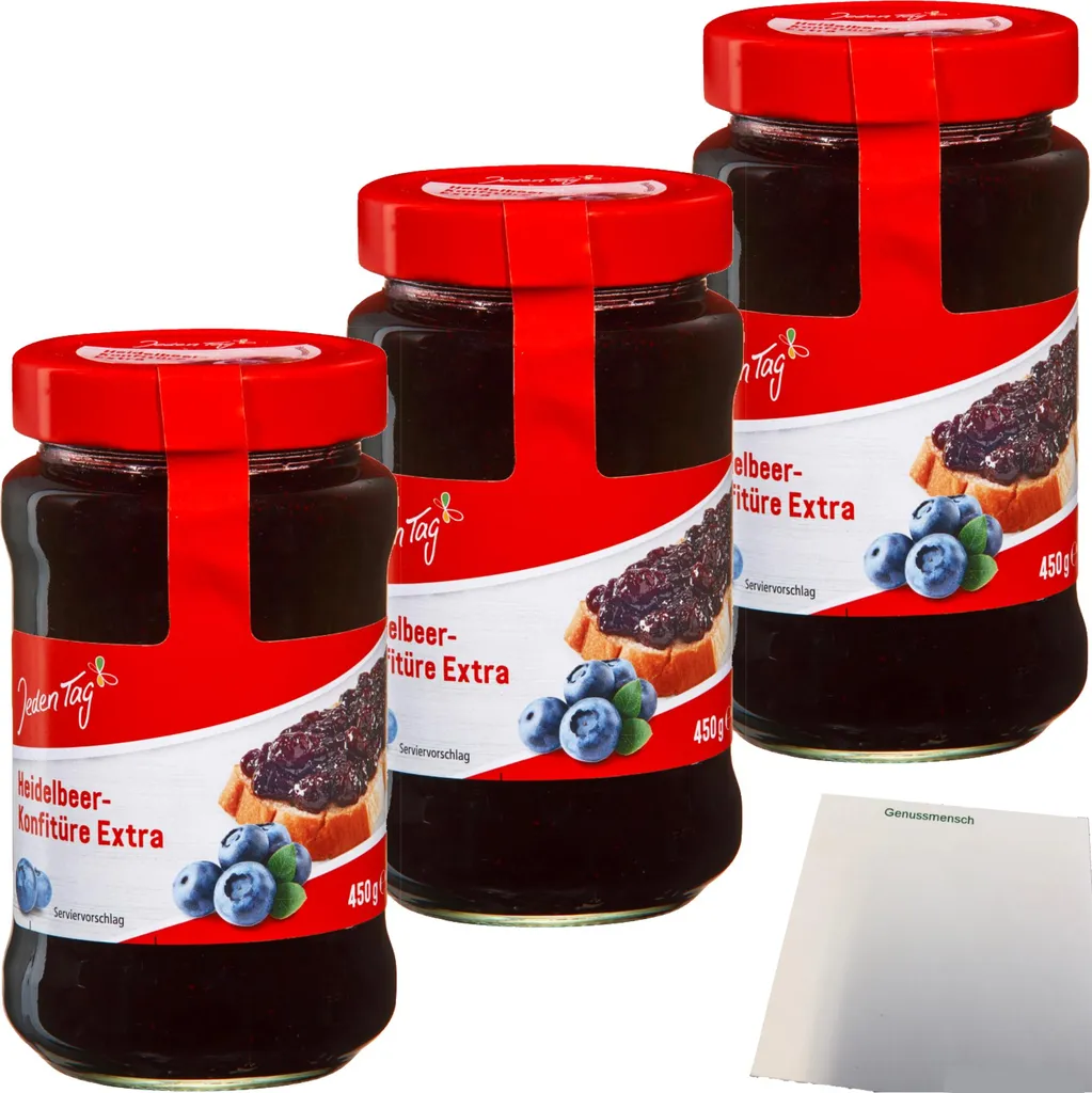 Everyday Extra Blueberry Jam 3-pack (3 x 450g jars) + usy block