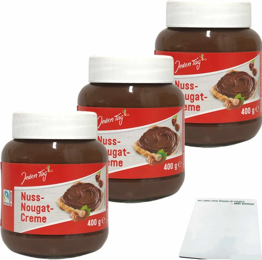 Every day nut nougat cream 3-pack (3x400g jar) + usy block