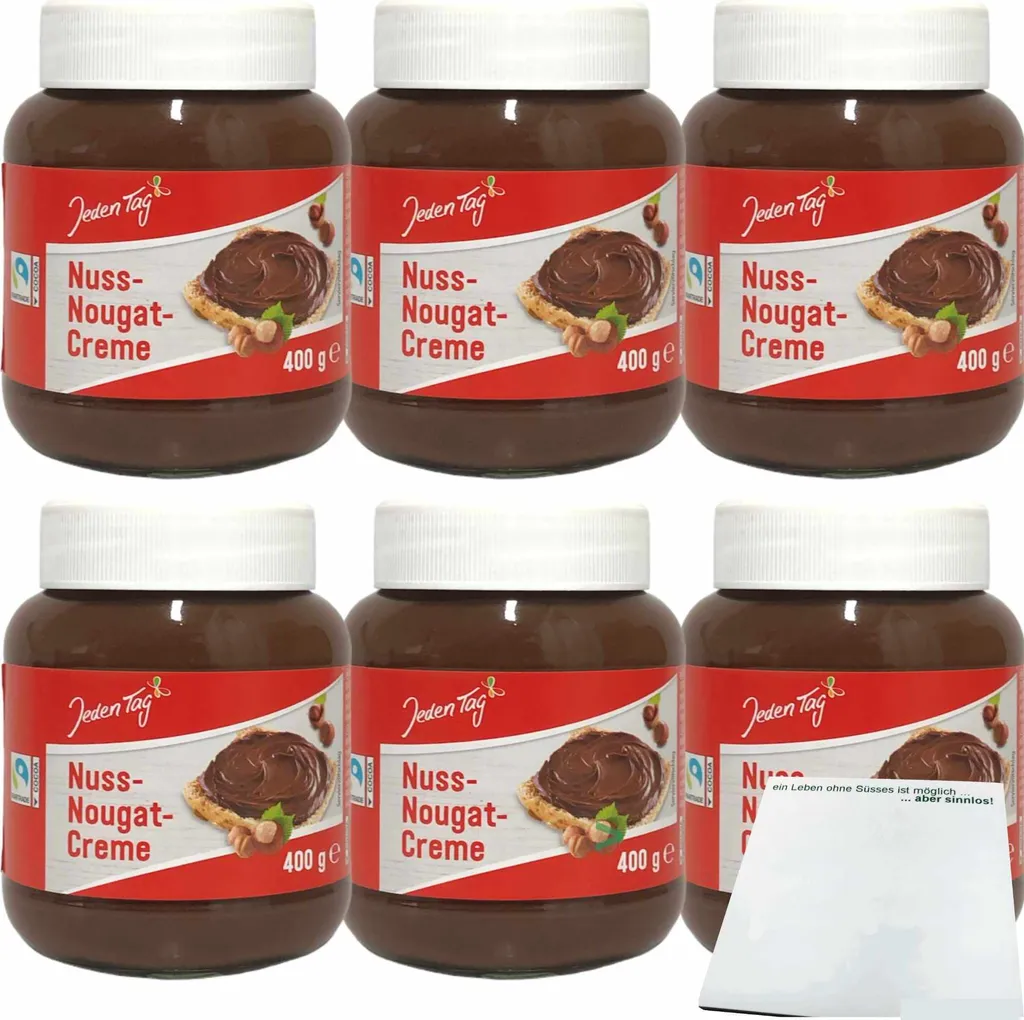 Every day nut nougat cream 6-pack (6x400g jar) + usy block