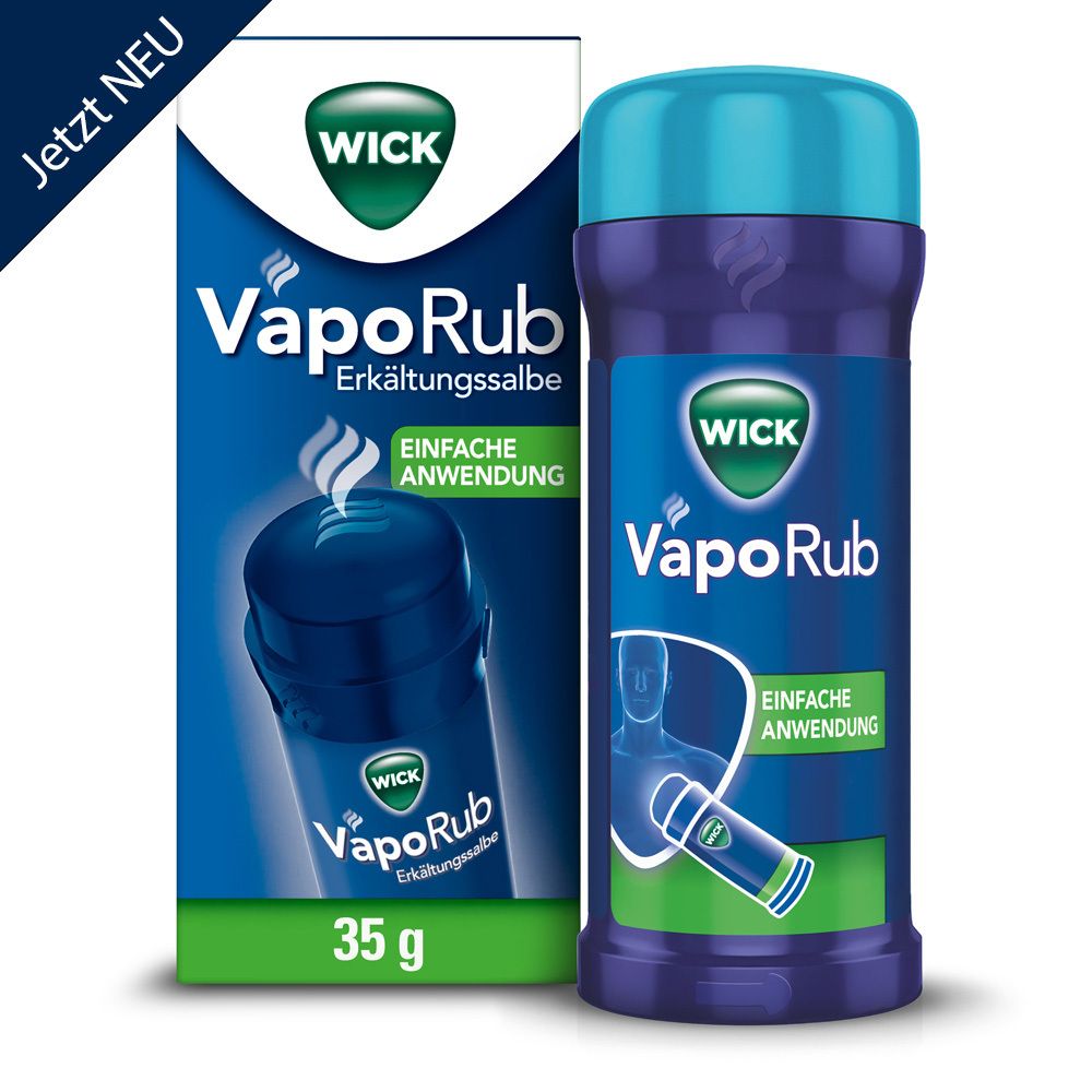 Now NEW - WICK VapoRub cold ointment in applicator, relief from 4 cold symptoms 35 g