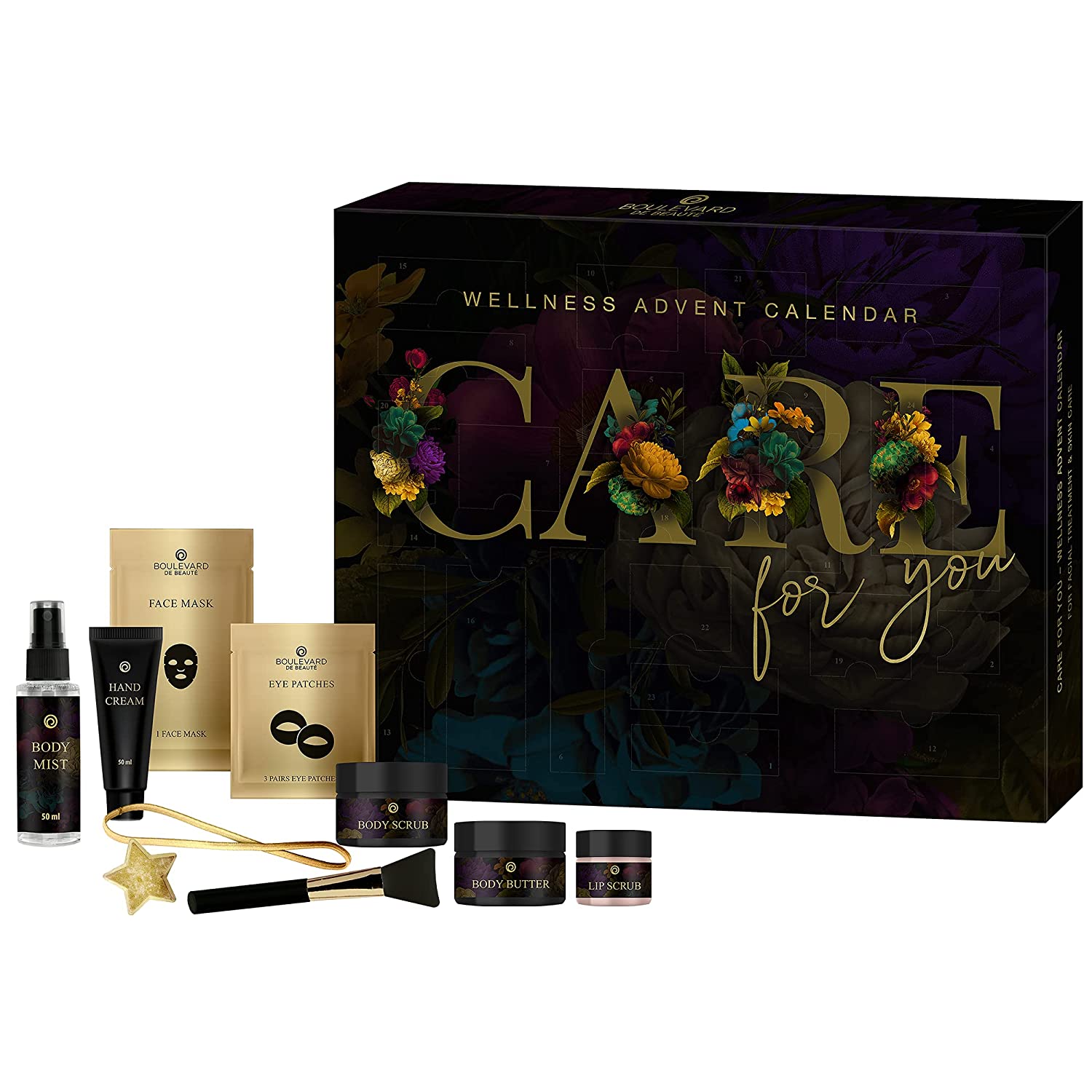 Boulevard de Beauty Boulevard de Beauté - Cosmetic Advent Calendar 2021, Care for You, 24 Beauty and Care Surprises, Wellness for Face and Body, in Elegant Box, Great Gift Idea for Girls and Women, ‎multicoloured