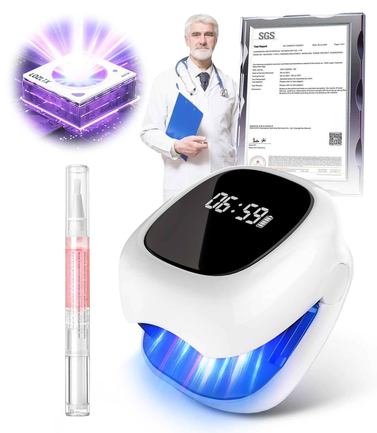 LOZLTX Medical Quality Nail Fungus Laser with Timer & Fruity Nail Care Pen, Strongest Therapy, Fast Acting Nail Fungus Laser Device, SGS Approved Safe and Reliable, Improved