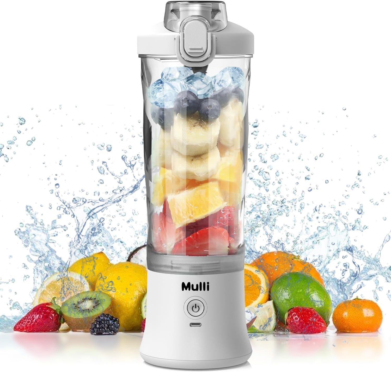 Mulli Portable Blender, Restarted Personal Mixer for Shakes and Smoothies, Rechargeable Mini Mixer, 600 ml with Travel Lid for Home/Kitchen/Gym