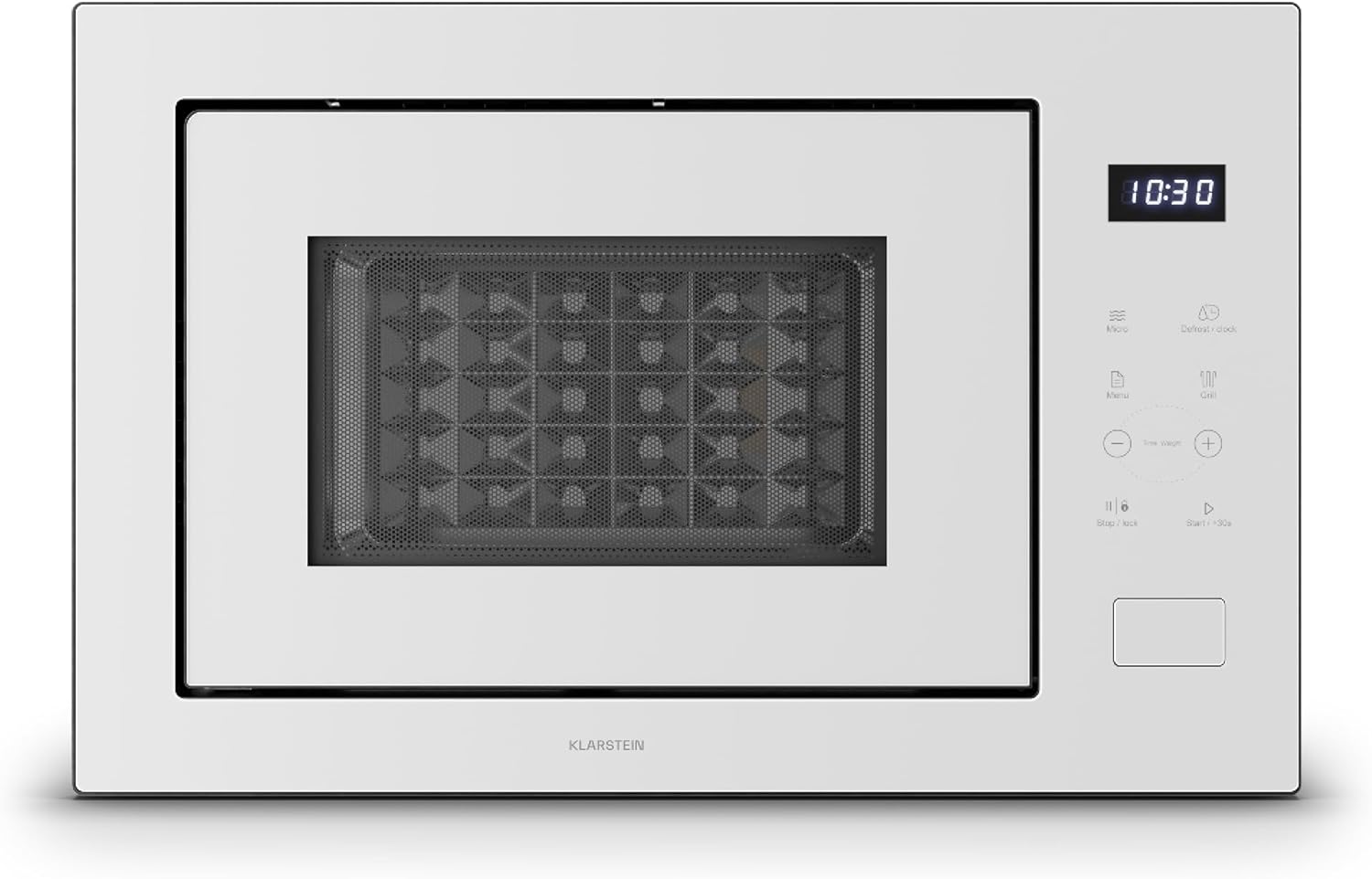 Klarstein Velaire Built-in Microwave 60 cm with Grill - 25L, 850W Microwave & 1200W Grill, 8 Programmes, Touch, Stainless Steel, Timer, Microwave Built-in, White