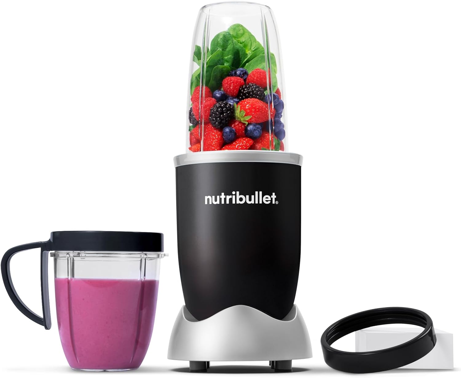 nutribullet Original 600 Electric Blender, Chopper, Smoothie Mixer, Smoothie Maker, 600 W, To Go Becjer 700 ml and 500 ml, Black, NB606B