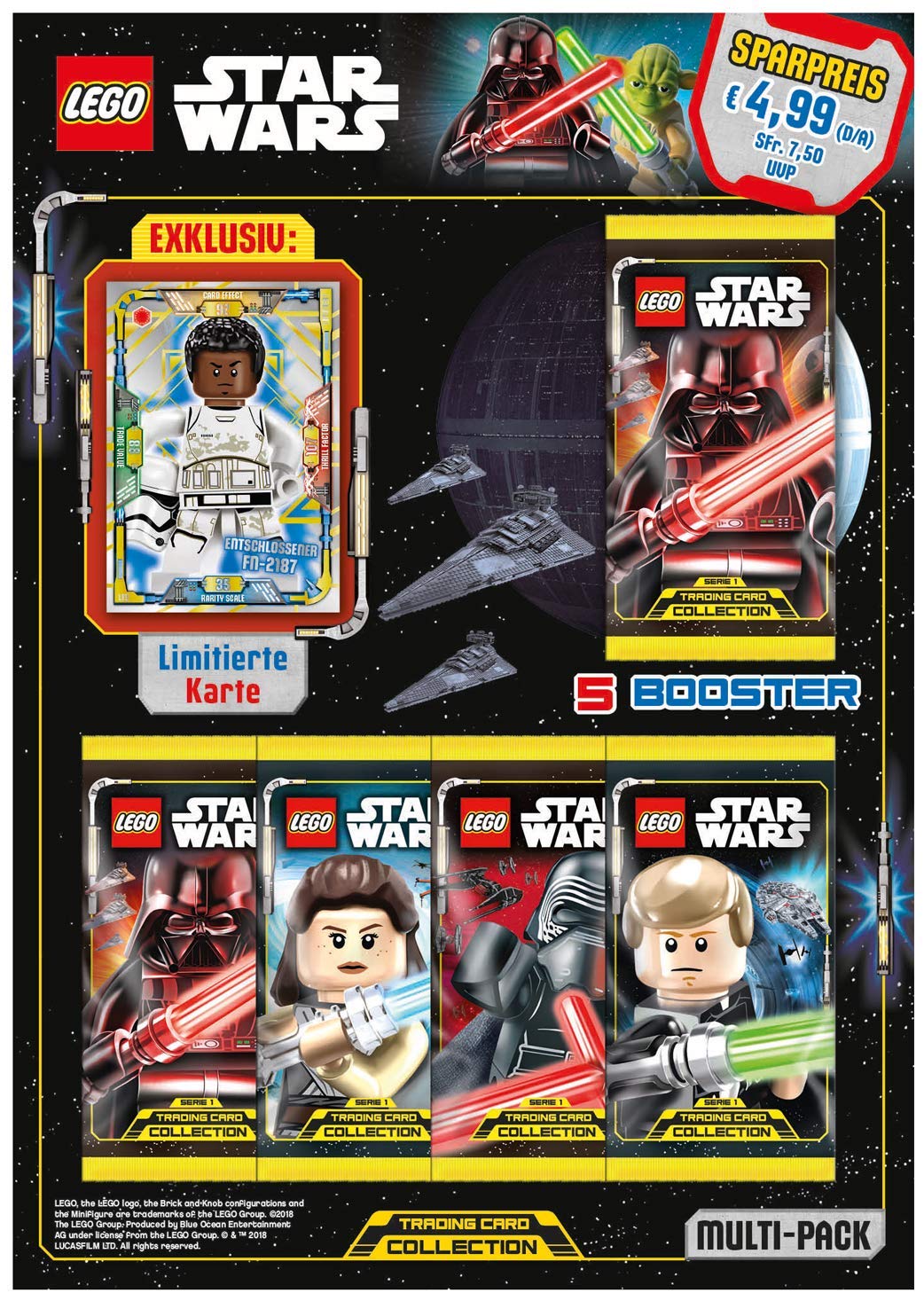 Top Media Lego Star Wars Trading Cards All 4 Multipack + All 4 Blister Pack
