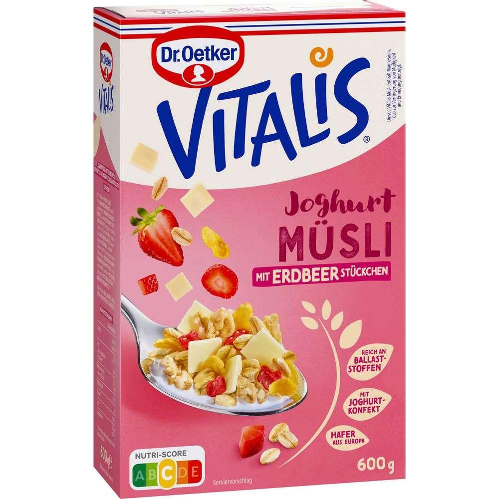 Dr. Oetker Yogurt muesli Vitalis, with strawberry pieces