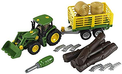 Bosch John Deere Tractor With Wood And Haycart Trailer