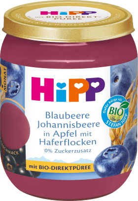 HiPP Fruit & grain blueberry currant in apple with oatmeal from the 8th month, 160 g
