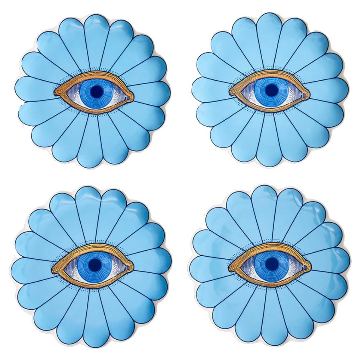 Jonathan Adler Small Plates Fleur Canape Plate Set (4-