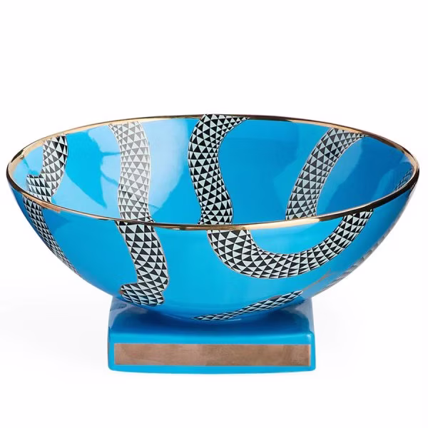 Jonathan Adler Bowl Eden Snakes Blue