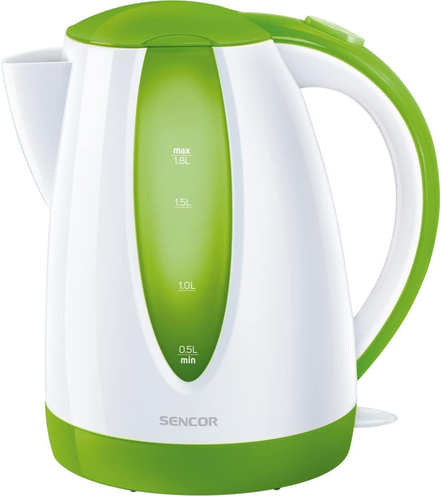 Sencor SWK 1810WH Kettle (volume: 1.8 Litres / Double-Sided)/Dreifachsicherheitssystem level indicator green