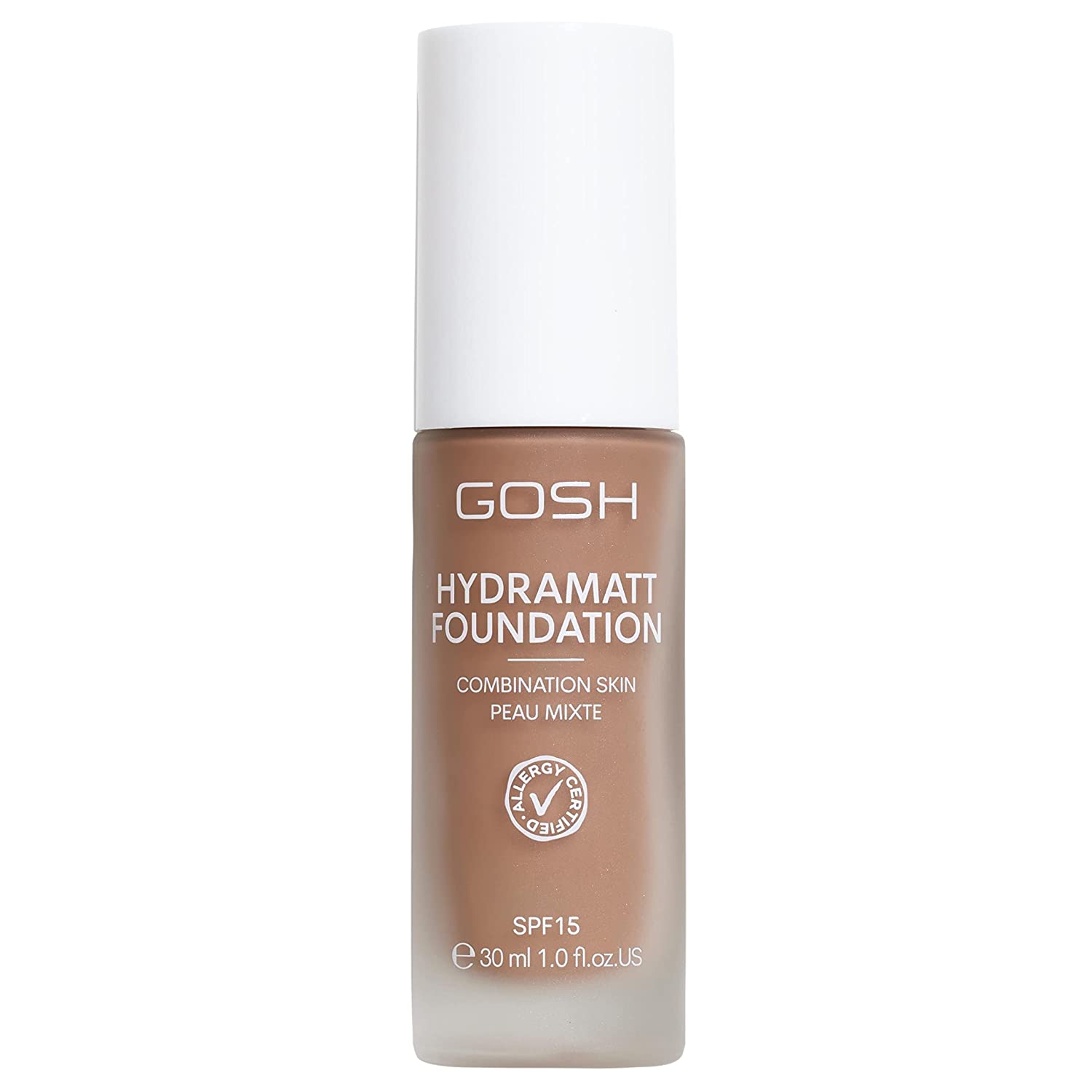 GOSH Foundation with SPF 15 for Light and Dark Skin, Vegan, Matte Makeup for Dry, Sensitive and Oily Skin, Smudge- and Sweat-Proof, Oil-Free, Adjustable Coverage, No Mask Effect, 014R, ‎014r