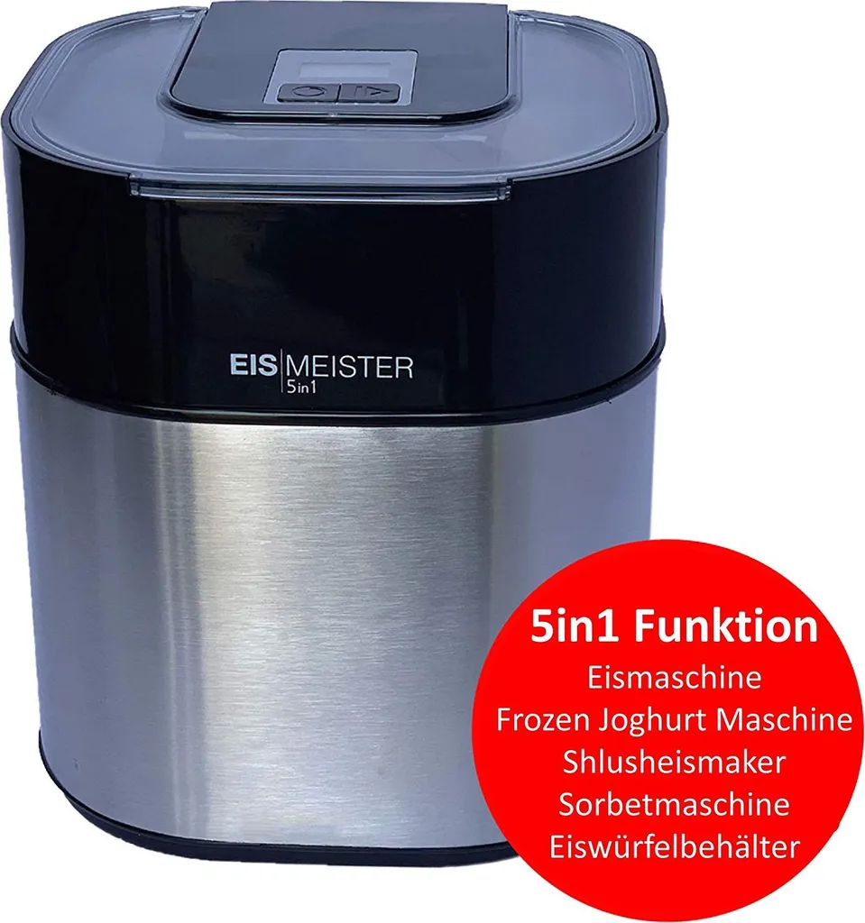 JUNG EISMEISTER Ice Cream Maker - for 4 people, 1.5 L capacity, make your own ice cream, 5-in-1 machine - ice cream machine, ice cream maker, frozen yogurt