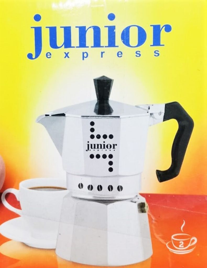Junior Espresso Pot, Aluminum, Silver, 2 Cups, Espresso Maker