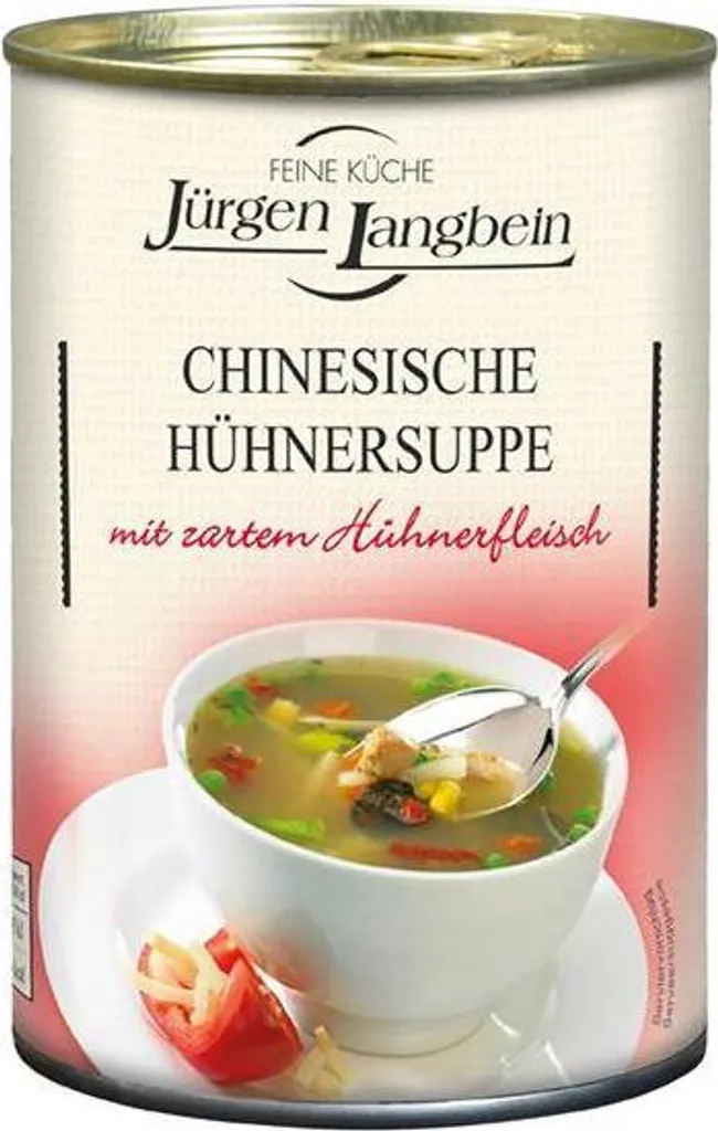 Rila Jürgen Langbein Chinese Chicken Soup 400 ml With tender chicken meat Ready to serve No yeast extract No flavor enhancers 400 ml